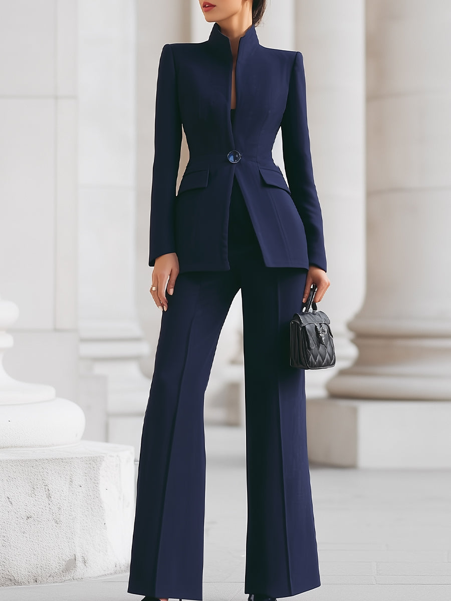 Elyra Chic Dames Pak Getailleerd Elegant Zakelijk Twee-delig Set