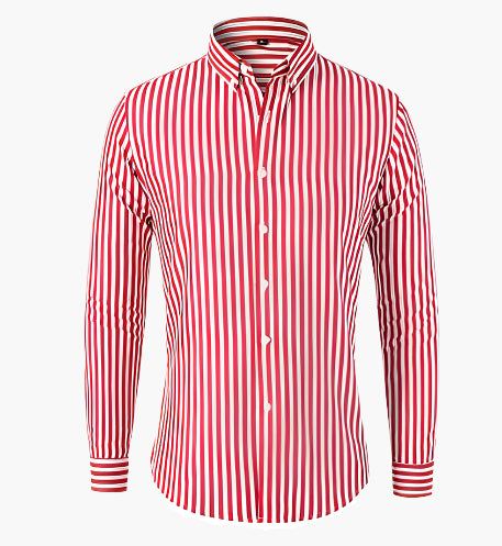 Herenoverhemd – Klassiek Gestreepte Zakelijke en Vrijetijdstijl, Lange Mouwen