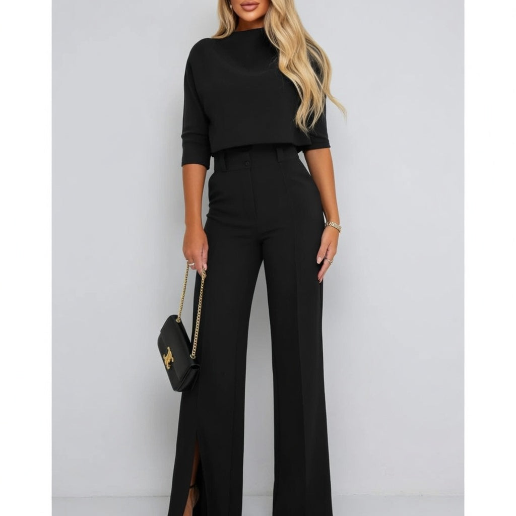 Lunara Dames Tweedelige Set met Top en Broek Elegante Pasvorm
