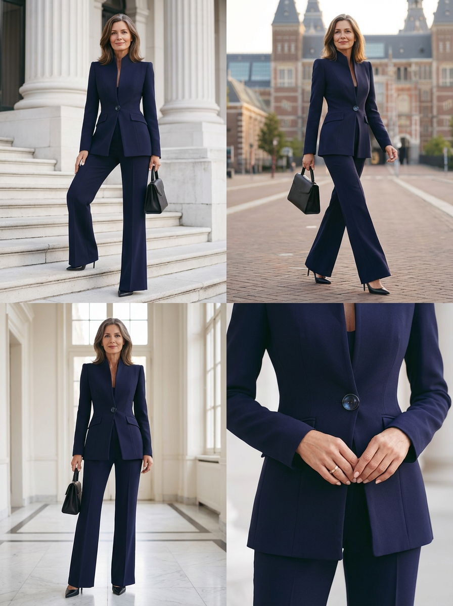 Elyra Chic Dames Pak Getailleerd Elegant Zakelijk Twee-delig Set
