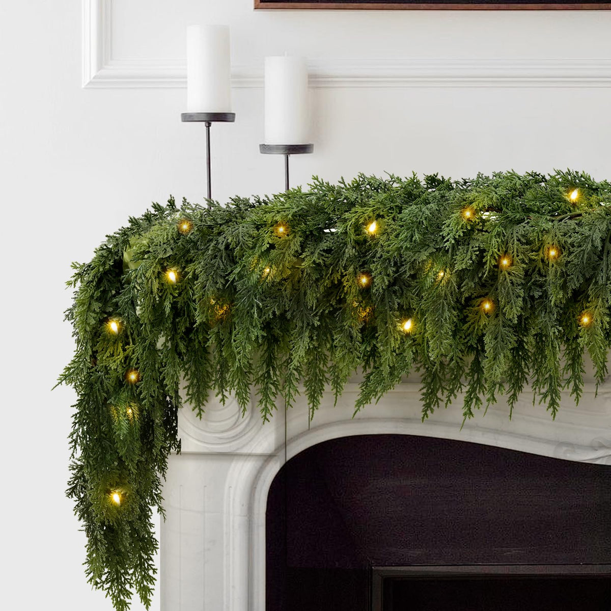 Cederlicht Kerstguirlande met Warme Ledverlichting voor Binnen en Buiten