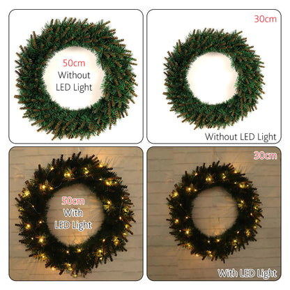 Kerstkrans met LED – Groene Deur- en Wanddecoratie voor Kerst