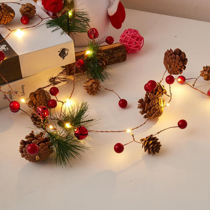 Dennerust LED Kerstlichtslinger met Dennenappels voor Binnen en Buiten