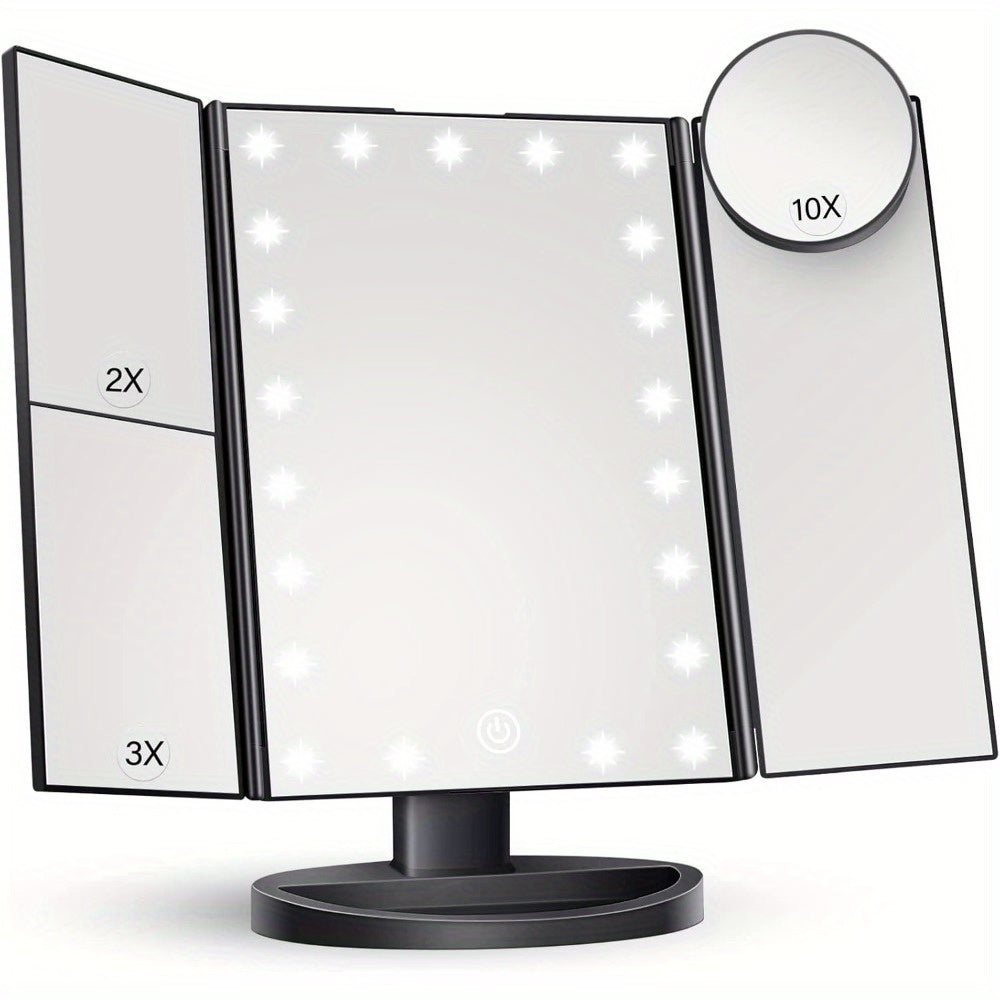 Driedelige Make-upspiegel – LumiVue LED Spiegel met Vergroting