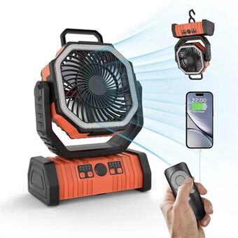 KampeerKracht Ventilator met LED en Powerbank 20000mAh Oplaadbaar
