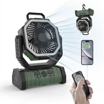 KampeerKracht Ventilator met LED en Powerbank 20000mAh Oplaadbaar