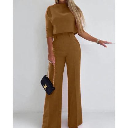 Lunara Dames Tweedelige Set met Top en Broek Elegante Pasvorm