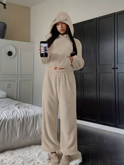 Dames Loungewear Set 2-Delig – Hoodie met Berenoren en Broek