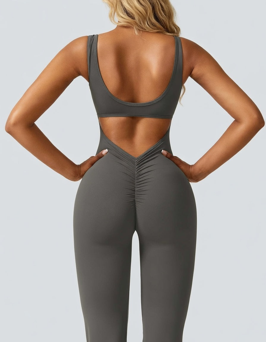 Veloura Sculpt Jumpsuit Dames Stretch Backless Flared Fit