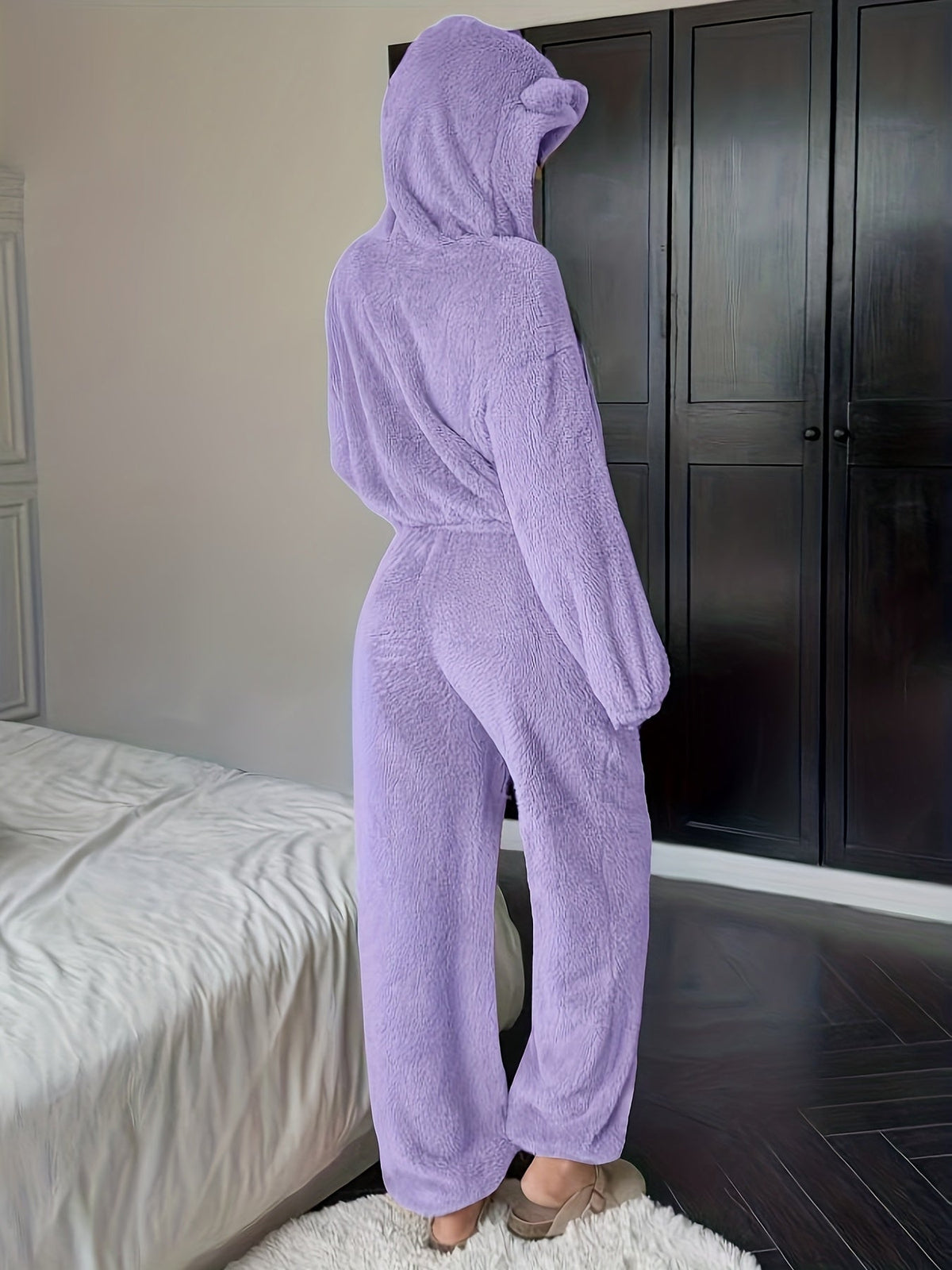 Dames Loungewear Set 2-Delig – Hoodie met Berenoren en Broek