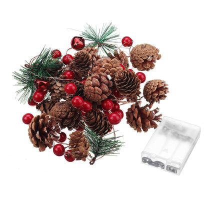 Dennerust LED Kerstlichtslinger met Dennenappels voor Binnen en Buiten