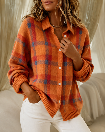 Dames Vest – Geruit Vest met Retro Uitstraling en Ruime Pasvorm