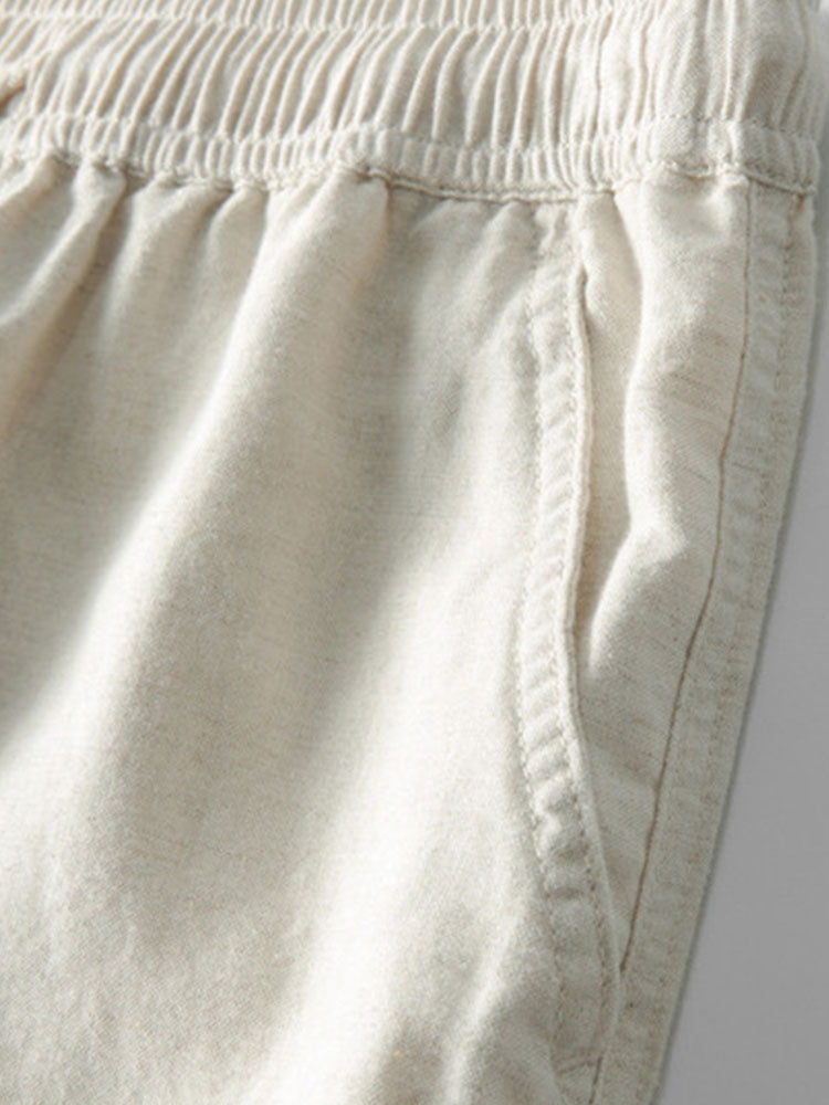 Lunavio Linnen Set Heren met Henley Overhemd en Comfort Broek