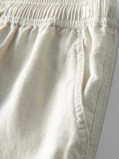 Lunavio Linnen Set Heren met Henley Overhemd en Comfort Broek