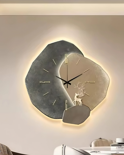 Maanlicht Wandklok – Japandi Design voor Modern Interieur
