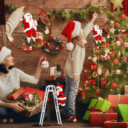 Klimmende Kerstman in Hangende Ketting - Batterijgevoed