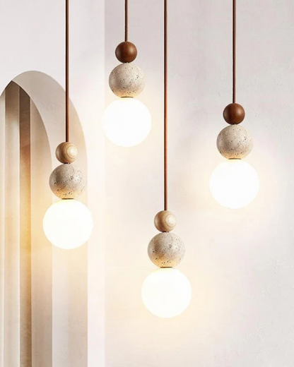 Sereen Houten Hanglamp – Japandi Design met Glazen Bol