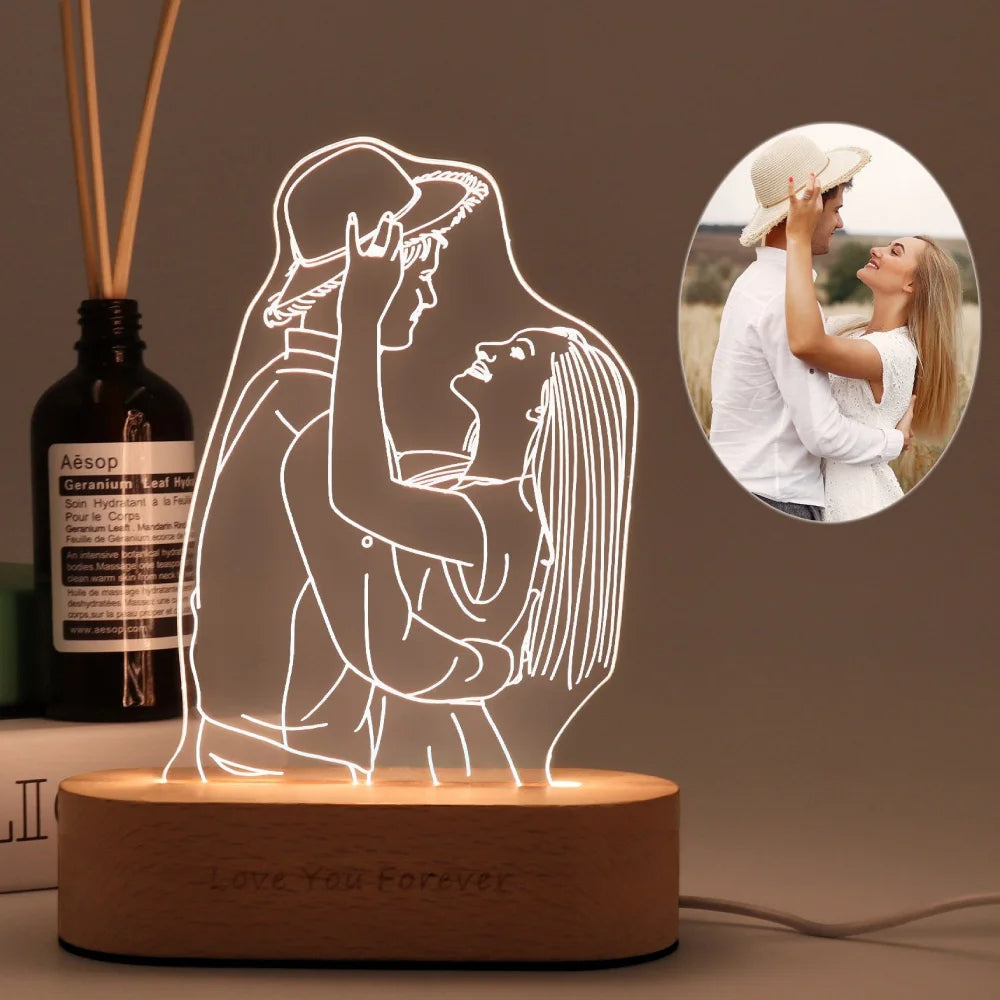 AuraLicht Herinneringslamp met Persoonlijke Foto en Warm LED Licht