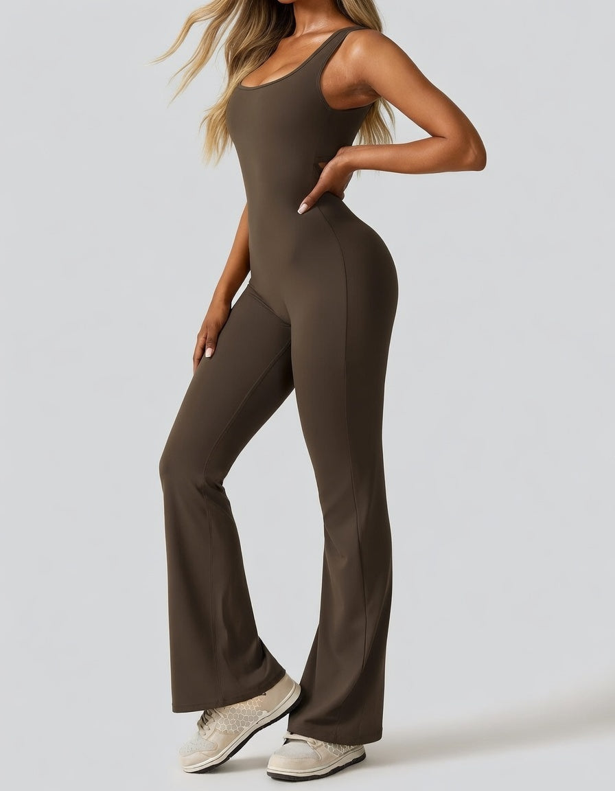 Veloura Sculpt Jumpsuit Dames Stretch Backless Flared Fit