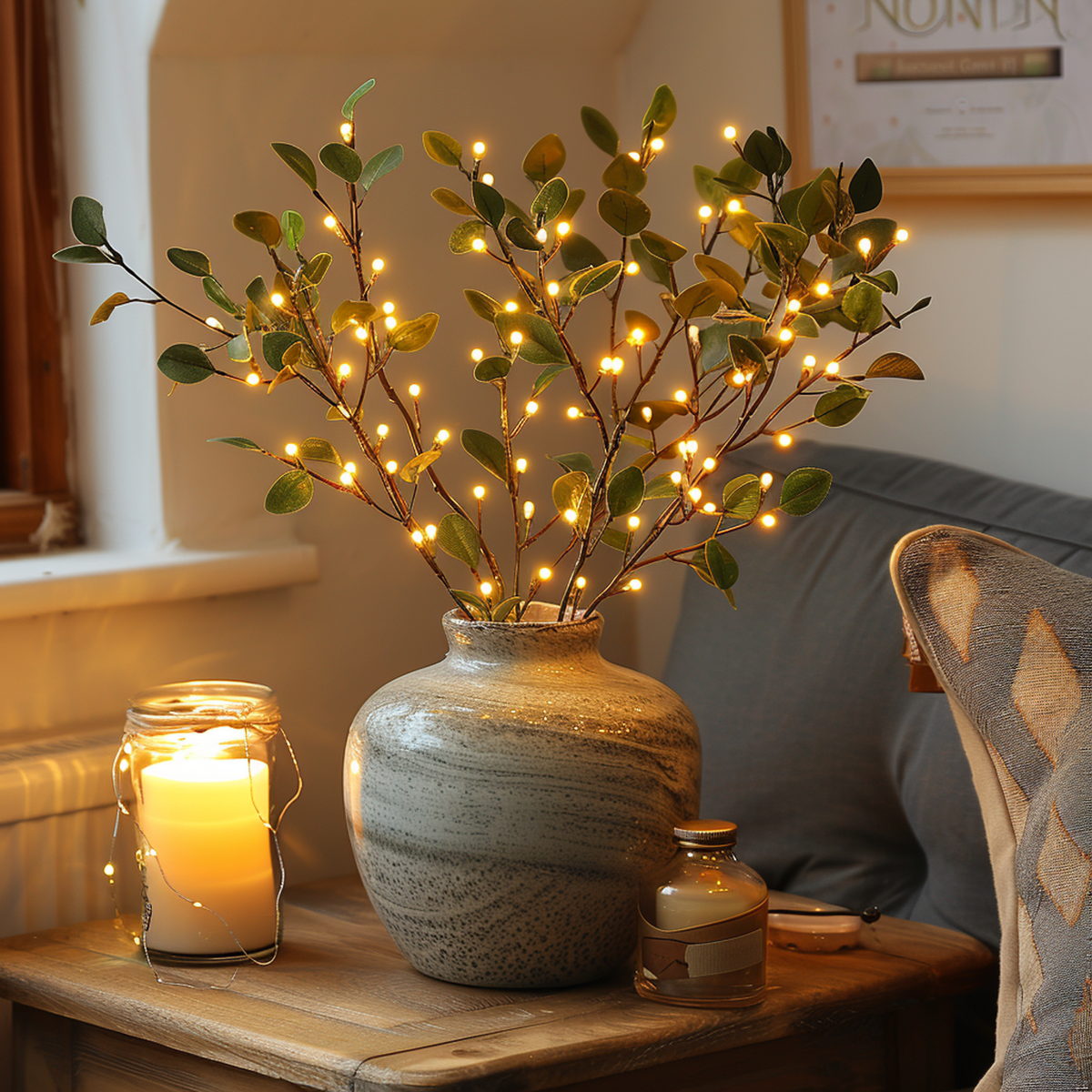 BloesemGloed Eucalyptus LED Takverlichting met Warm Licht