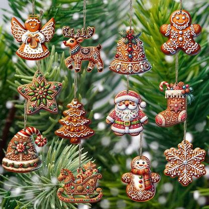 KerstPracht Set van 12 Kerstboomornamenten met Feestmotieven
