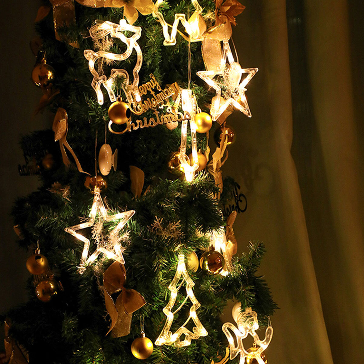 Kerstlichtje Raamster – Warm Witte LED Kerstlamp met Zuignap