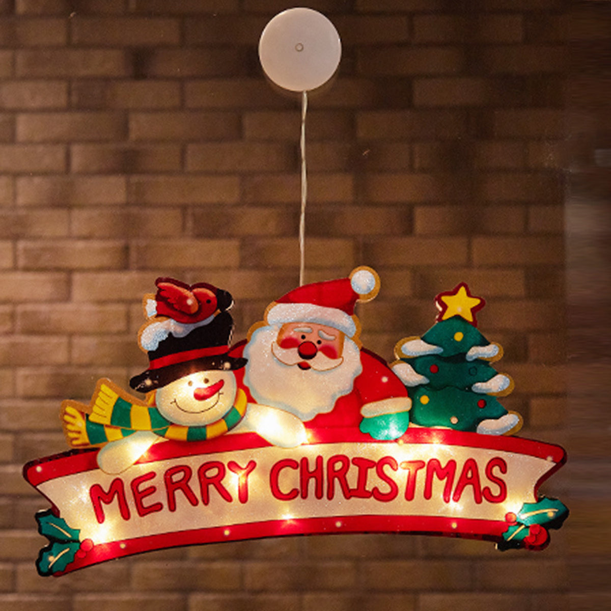 Kerstgloed – Hangende Kerstfiguren met Warme Verlichting voor het Raam