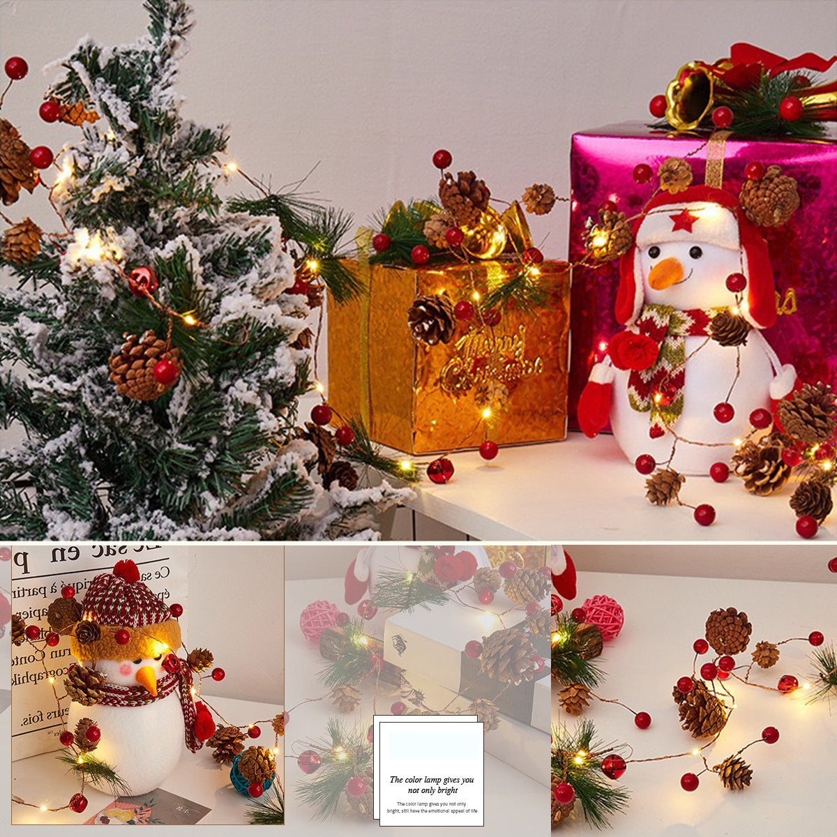 Dennerust LED Kerstlichtslinger met Dennenappels voor Binnen en Buiten