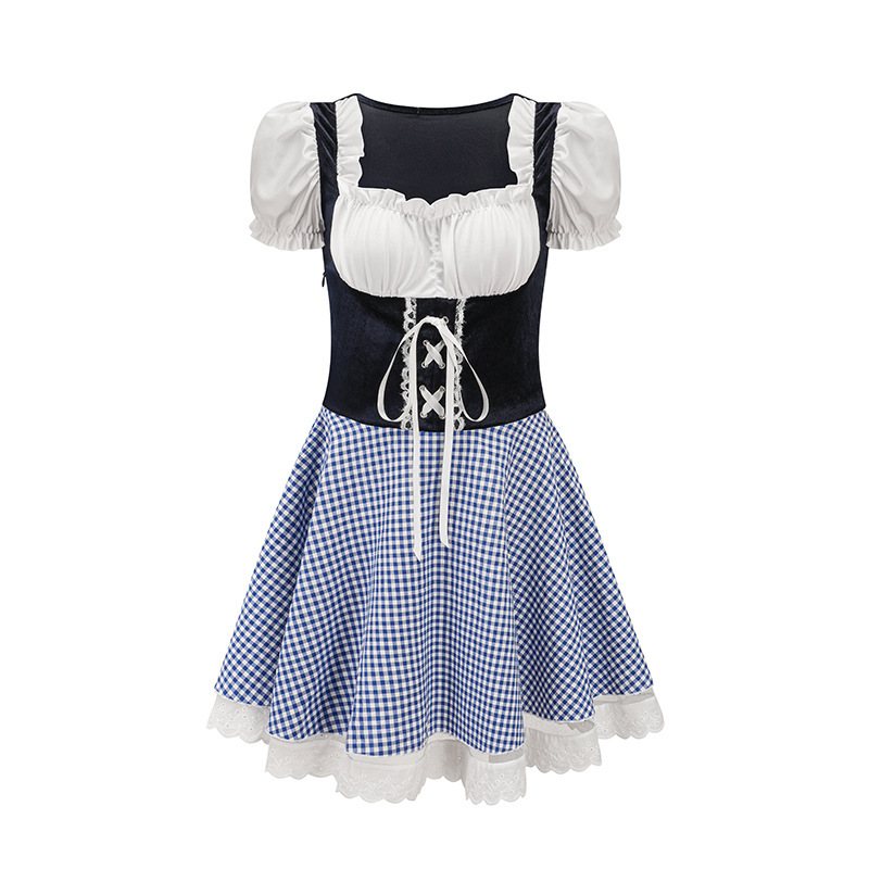 AlpenRuit Dames Oktoberfest Jurk met Pofmouwen en Strikdetails