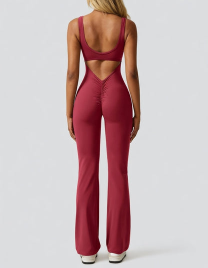 Veloura Sculpt Jumpsuit Dames Stretch Backless Flared Fit