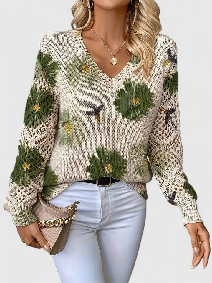 LavendelBloesem Elegante Dames Cardigan Bloemen V-hals Vest Comfort