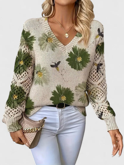 LavendelBloesem Elegante Dames Cardigan Bloemen V-hals Vest Comfort