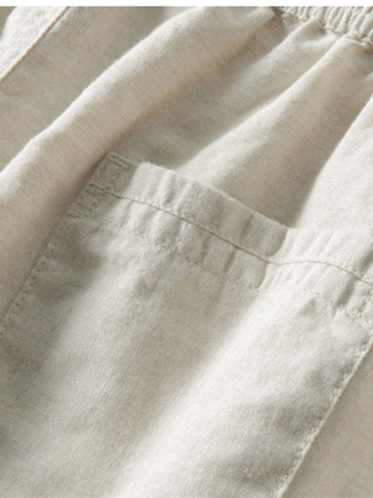 Lunavio Linnen Set Heren met Henley Overhemd en Comfort Broek