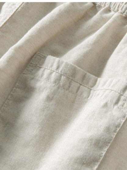 Lunavio Linnen Set Heren met Henley Overhemd en Comfort Broek