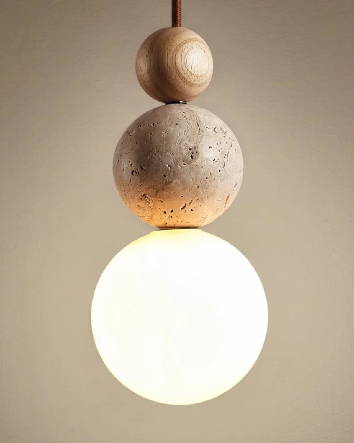 Sereen Houten Hanglamp – Japandi Design met Glazen Bol
