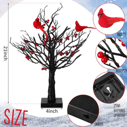 VogelGloed LED Lichtboom met Rode Vogels – Warmwit Licht
