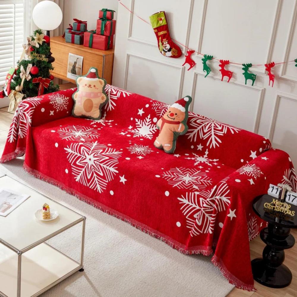 KerstSneeuw Bankhoes – Feestelijke Sofahoes voor Bank en Stoel