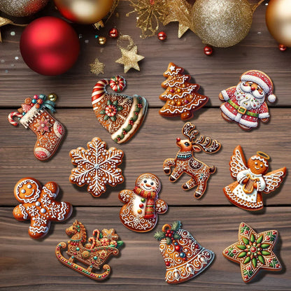 KerstPracht Set van 12 Kerstboomornamenten met Feestmotieven