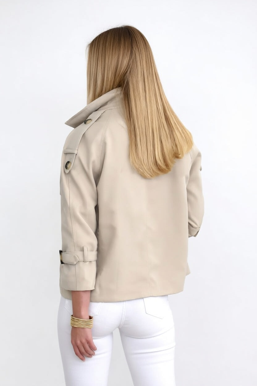 Novaluxe Korte Trenchcoat Dames Elegant en Tijdloos Beige