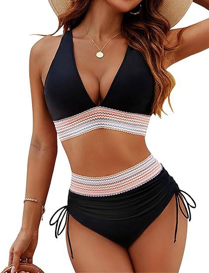 Vormgevende High Waist Bikini Set met Kleurblok Design