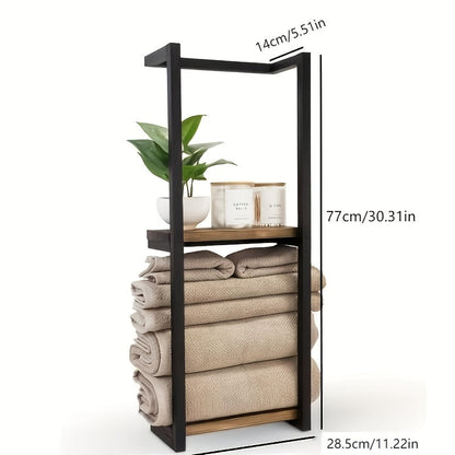 Industriële Handdoekhouder met Planken – Elegant en Functioneel Wandmeubel
