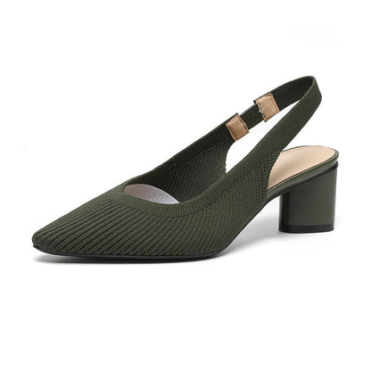 Veloura Slingback Hakken Dames met Geribde Structuur en Lage Hak