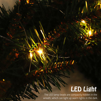Kerstkrans met LED – Groene Deur- en Wanddecoratie voor Kerst