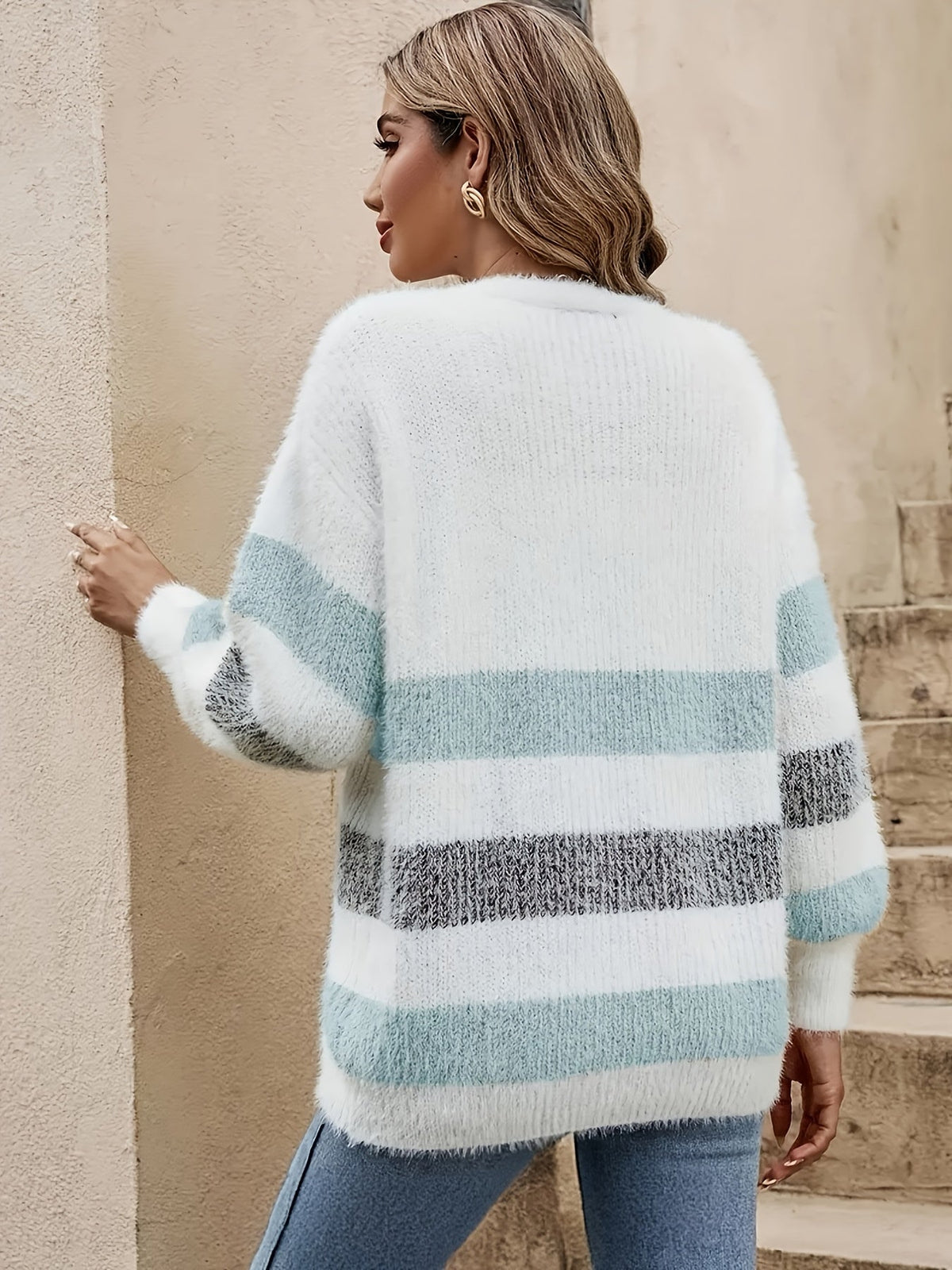 Randige cardigan met knopen en zachte textuur voor dames