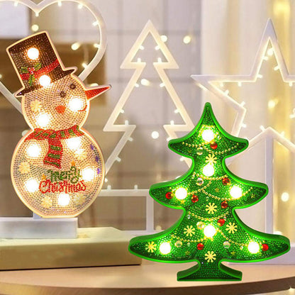 Diamantlicht Noëlle – DIY LED Kerstnachtlampje met Kerstboom en Sneeuwpop