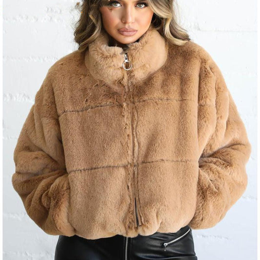 Dames Teddyjack met Hoge Kraag en Rits