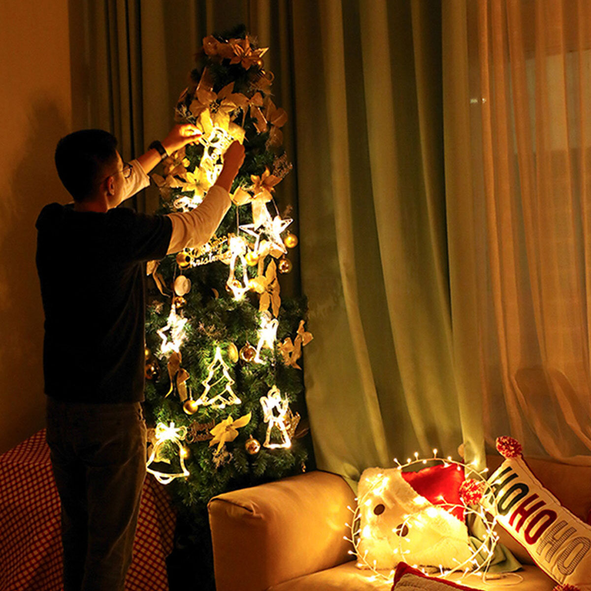 Kerstlichtje Raamster – Warm Witte LED Kerstlamp met Zuignap