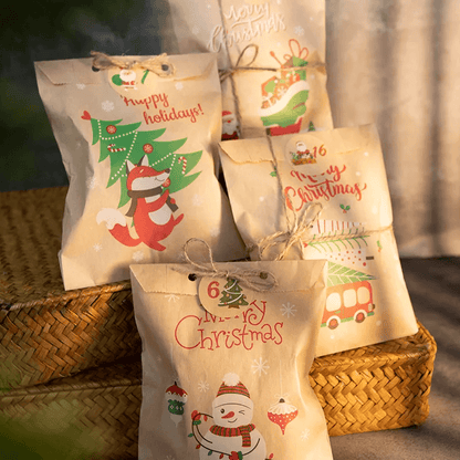 Sofie Kerstcadeautassen – 12-delige Set met Feestelijke Kerstprints