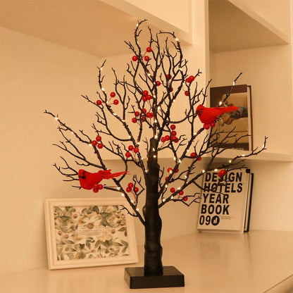 VogelGloed LED Lichtboom met Rode Vogels – Warmwit Licht