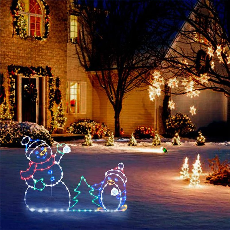 WinterSpektakel Verlichte Sneeuwpop en Pinguïn met 195 LED